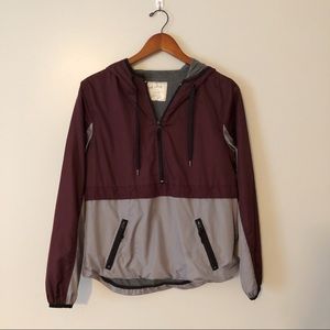 Maroon/Gray Athletic Windbreaker Pullover Jacket